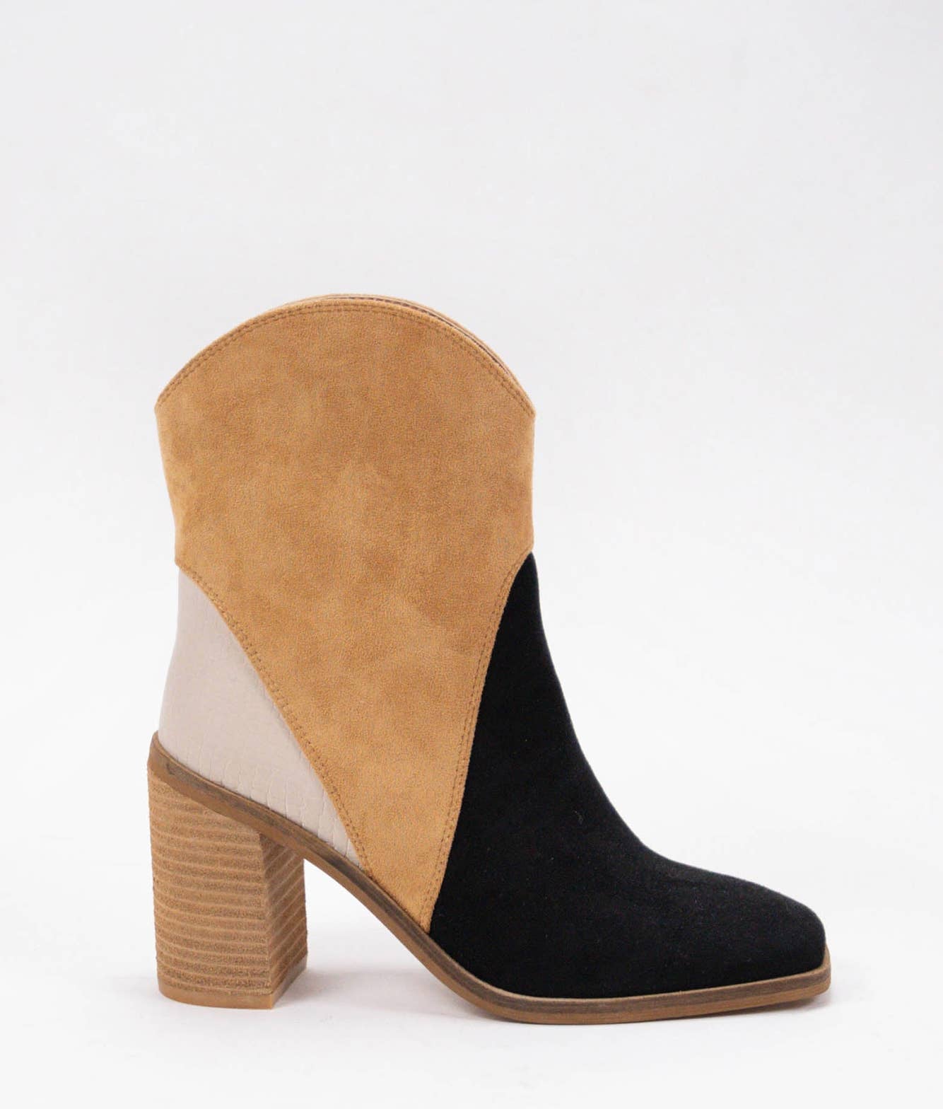 Tri Tone Color Block Ankle Boots