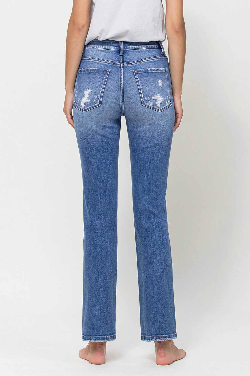 Flying Monkey High Rise Distressed Stretch Ankle Straight Jeans