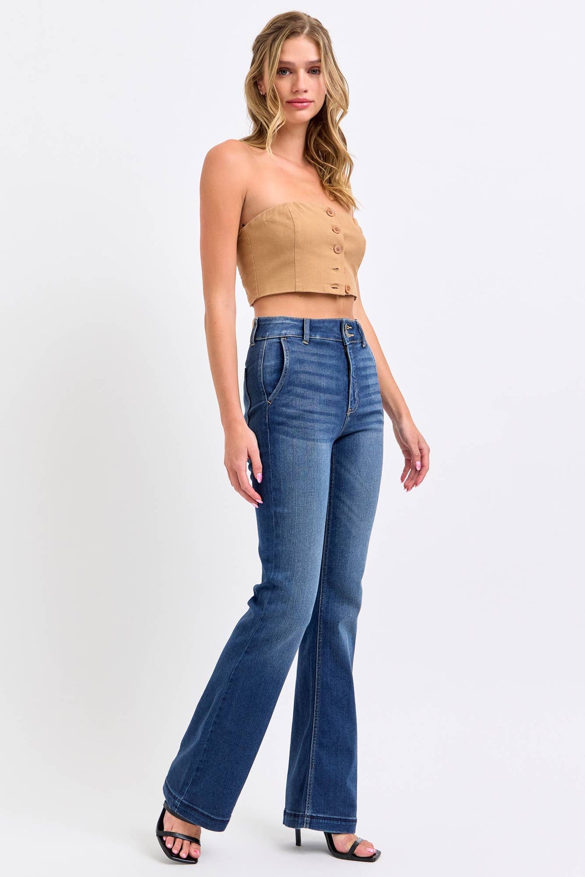 Cello Trouser Two Button Flare Jeans