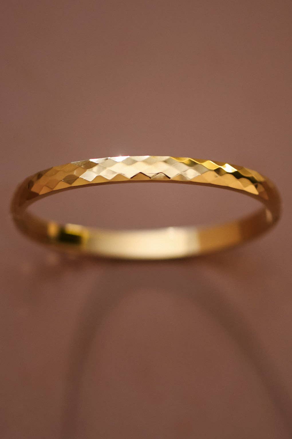 Gold Geometric Faceted Bangle Bracelet