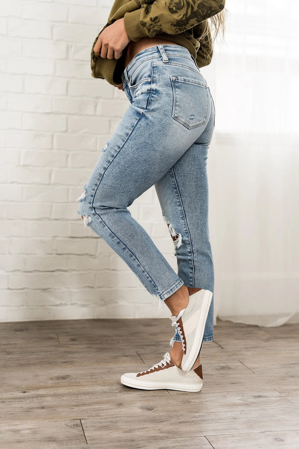 Ampersand Avenue 621 Distressed Mid-Rise Denim, Curvy