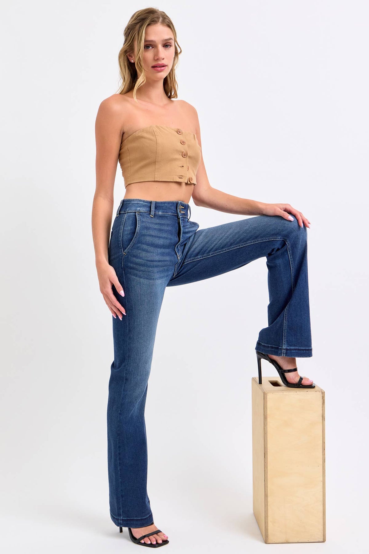 Cello Trouser Two Button Flare Jeans