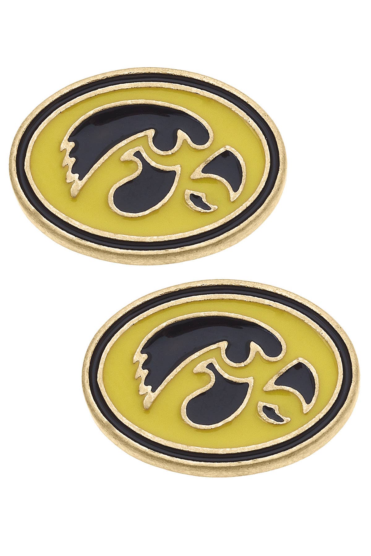 Iowa Hawkeyes Enamel Logo Stud Earrings in Shiny Gold | The Tinsel Thread