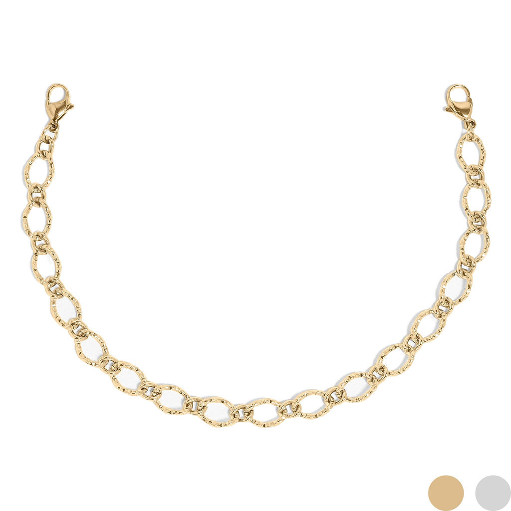 Trucker Hat Chain: Silver/Gold Hammered Oval Chain