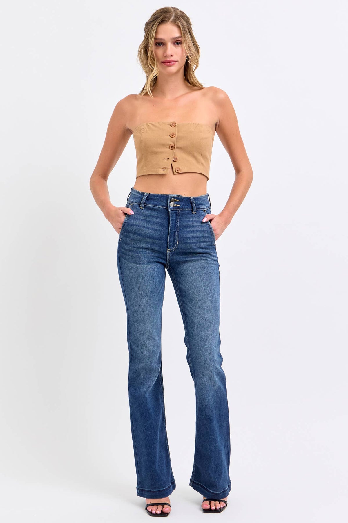 Cello Trouser Two Button Flare Jeans
