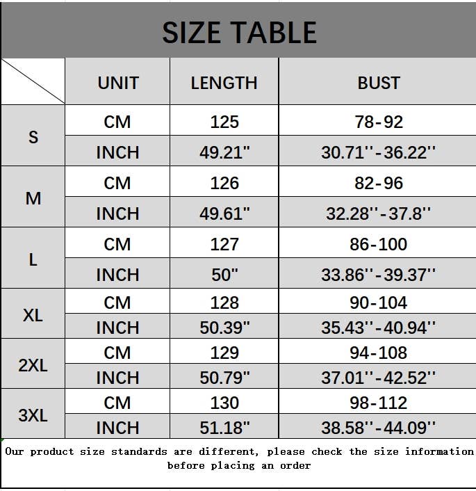 Bohemian White Lace A-Line Dress Size Chart | The Tinsel Thread