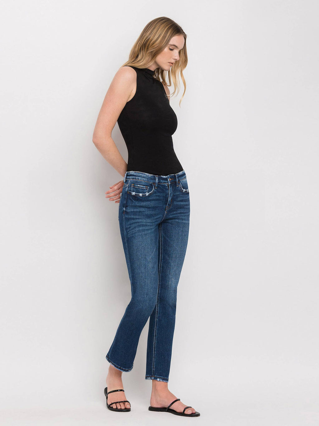 Flying Monkey Mid Rise Ankle Slim Straight Jeans