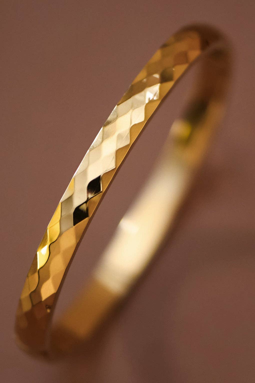 Gold Geometric Faceted Bangle Bracelet