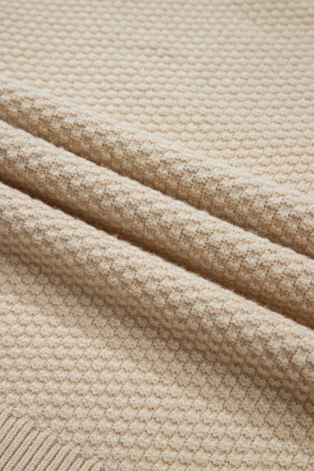 Tan Waffle Split Cuff Long Sleeve Sweater | The Tinsel Thread