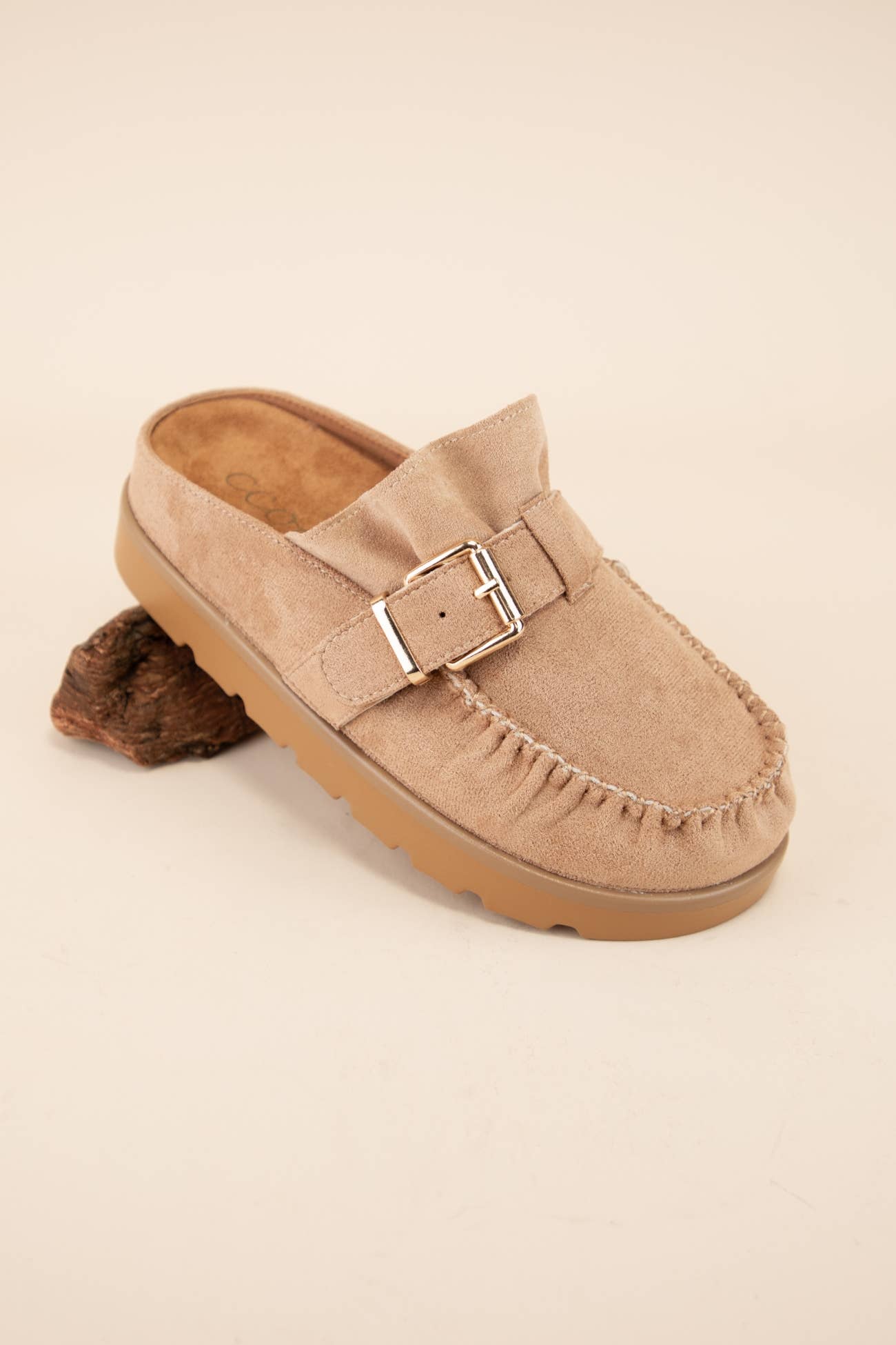 Ruffle Suede Slip-On Moccasin Mule | The Tinsel Thread