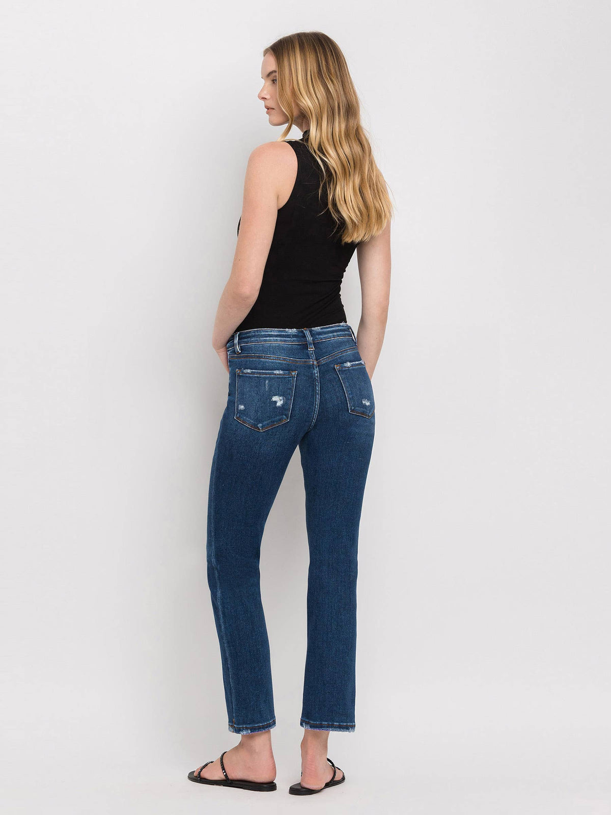 Flying Monkey Mid Rise Ankle Slim Straight Jeans