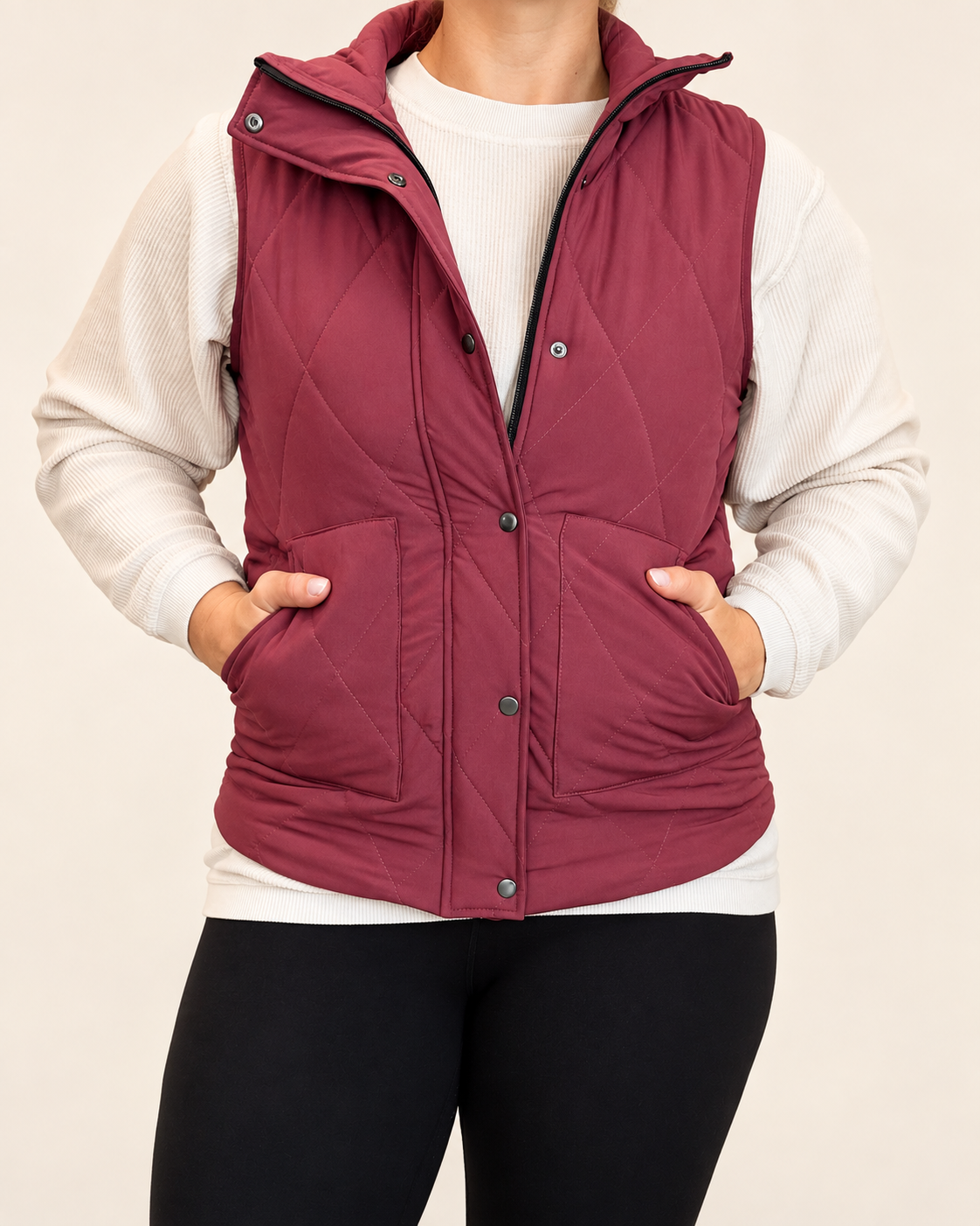 Cozy Up Quilted Vest, Burgundy