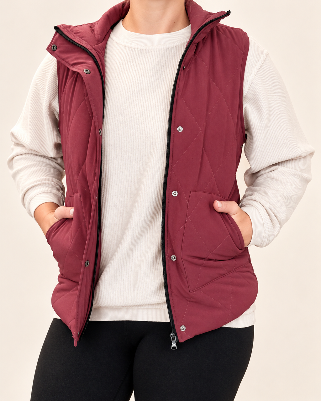 Cozy Up Quilted Vest, Burgundy