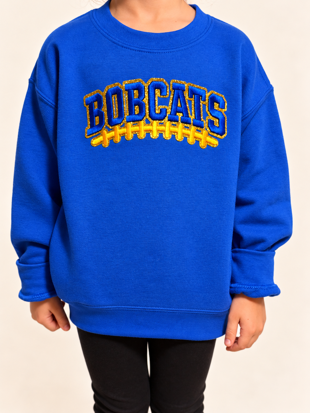 Youth- Benton Bobcats Glitter Patch Crewneck, Multiple Colors