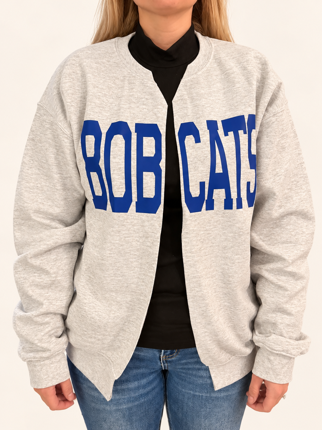 BOBCATS Swacket Cardigan, Gray & Blue (Adults + Youth L)