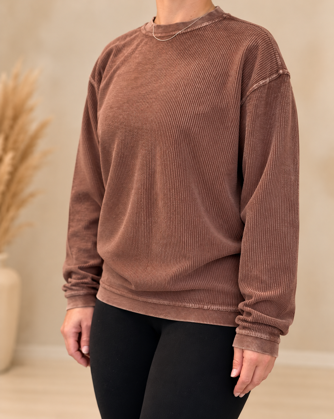 Everyday Essential Corded Crewneck, Cappuccino