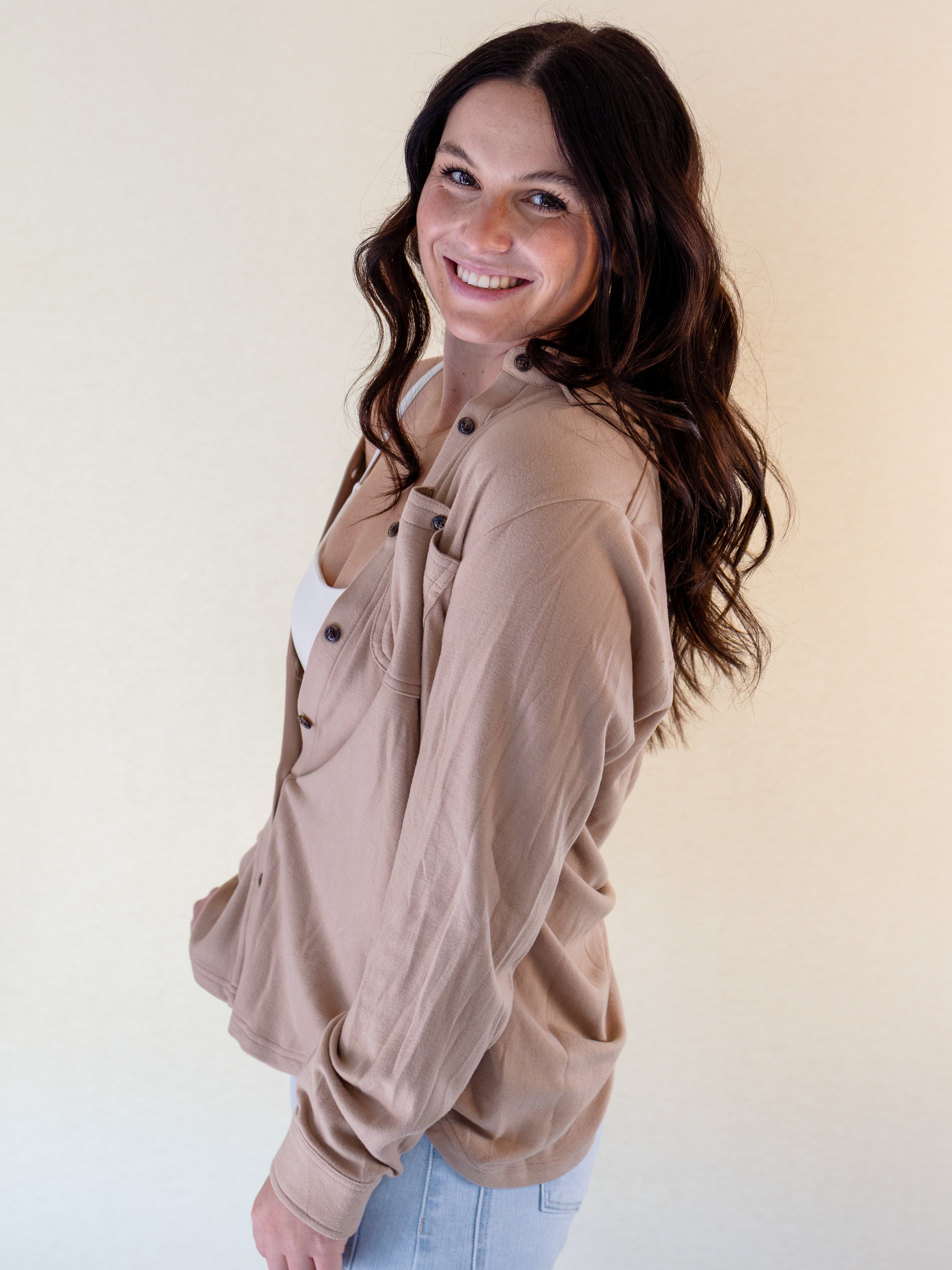 Tan Super Soft Button Up