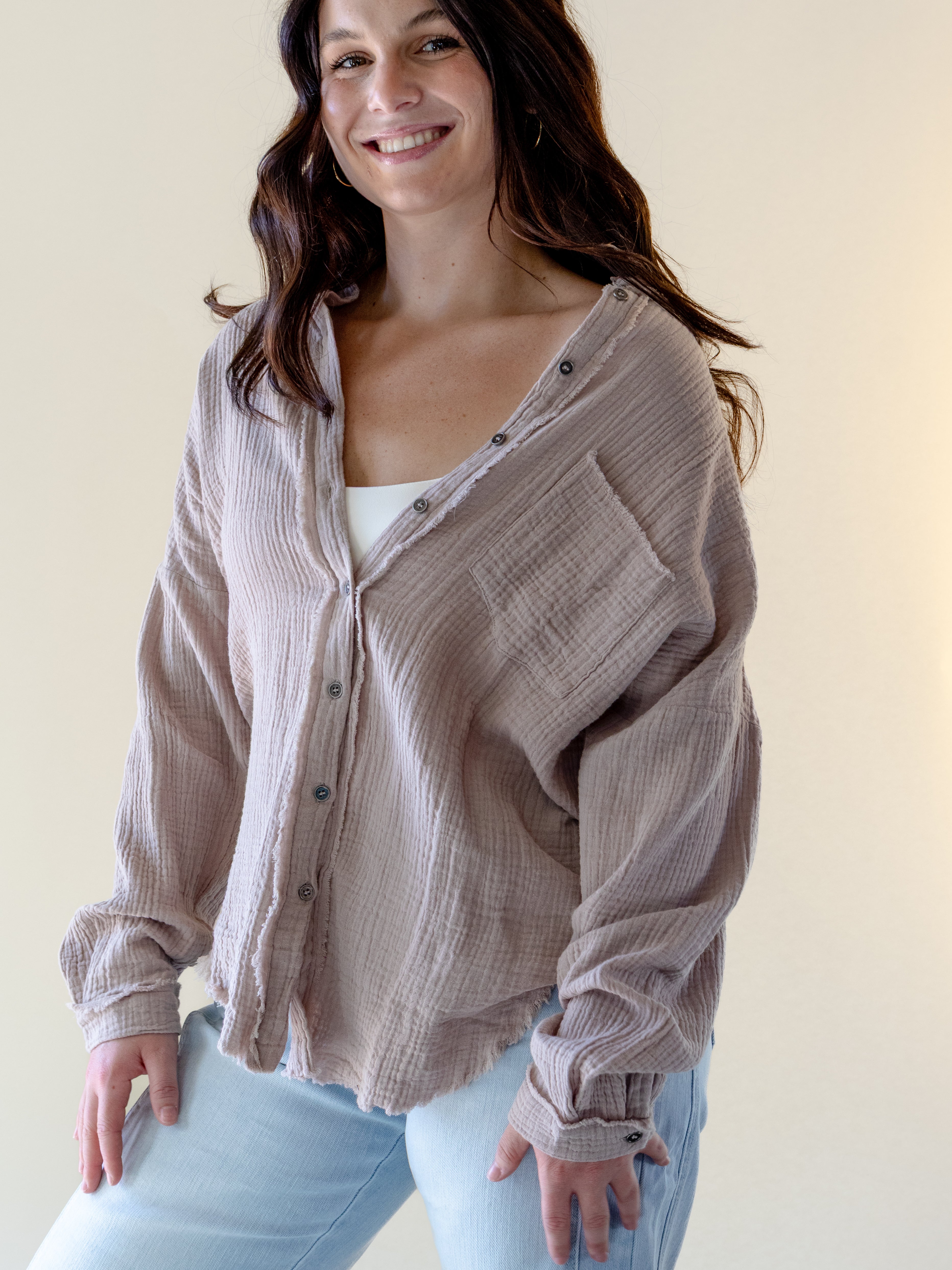 Desert Dreamer Gauze Button Down, Sand
