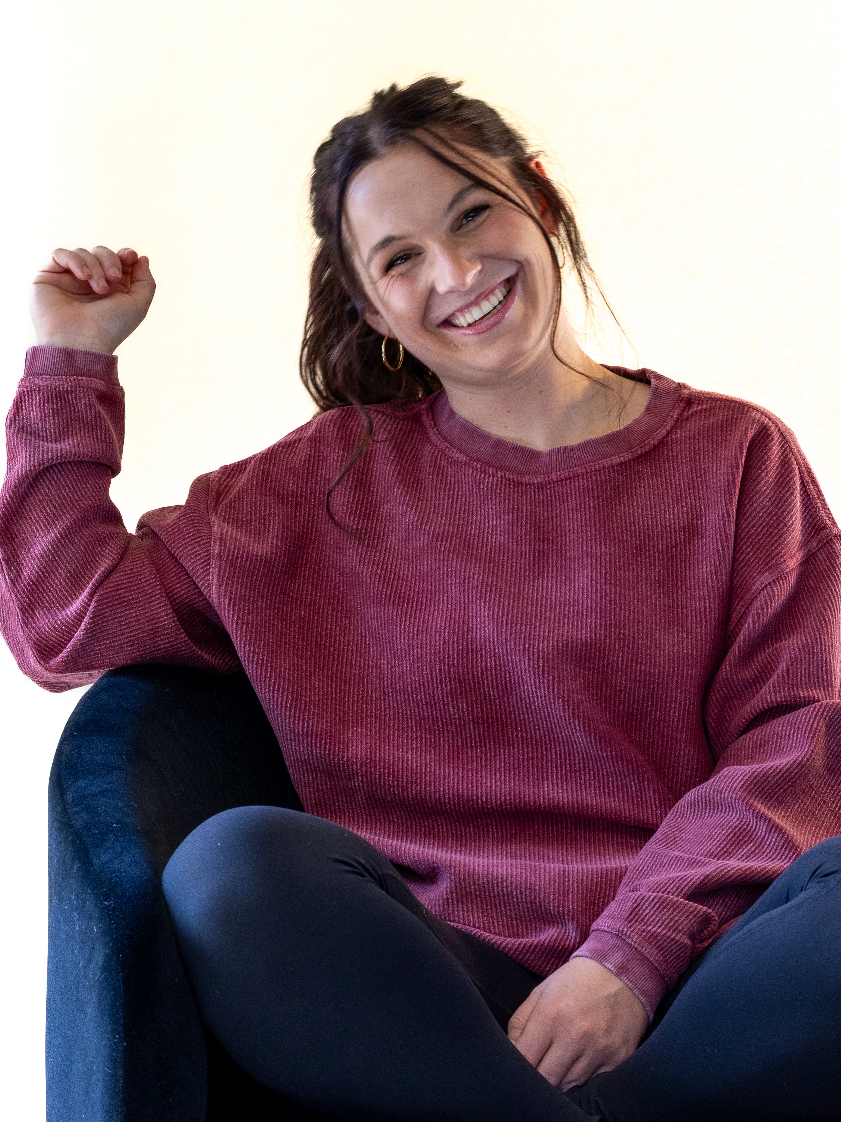 Soft Ribbed Crewneck Sweatshirt- Multiple Colors