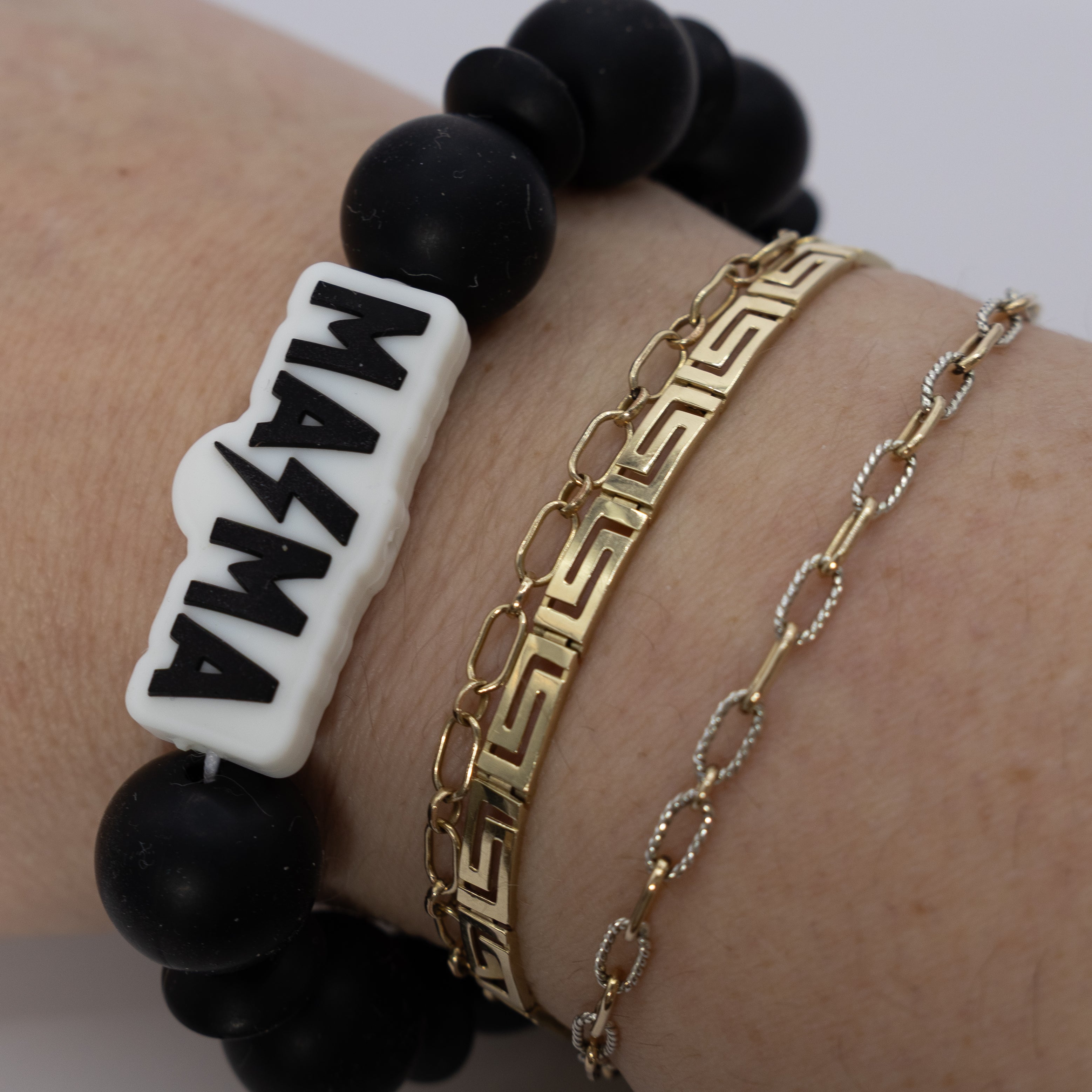MAMA Silicone Beaded Keychain Bracelet