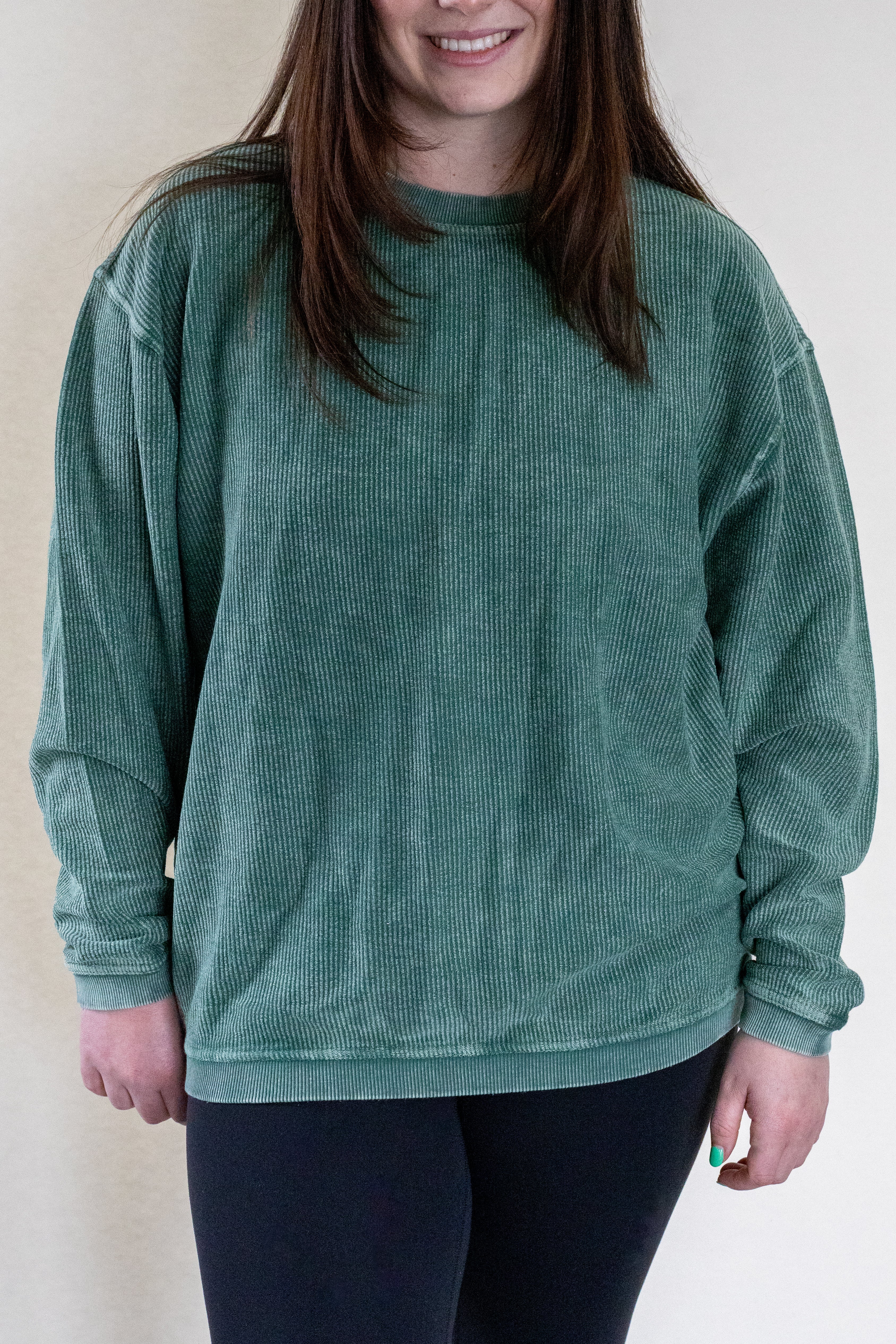 Everyday Essential Corded Crewneck, Pine