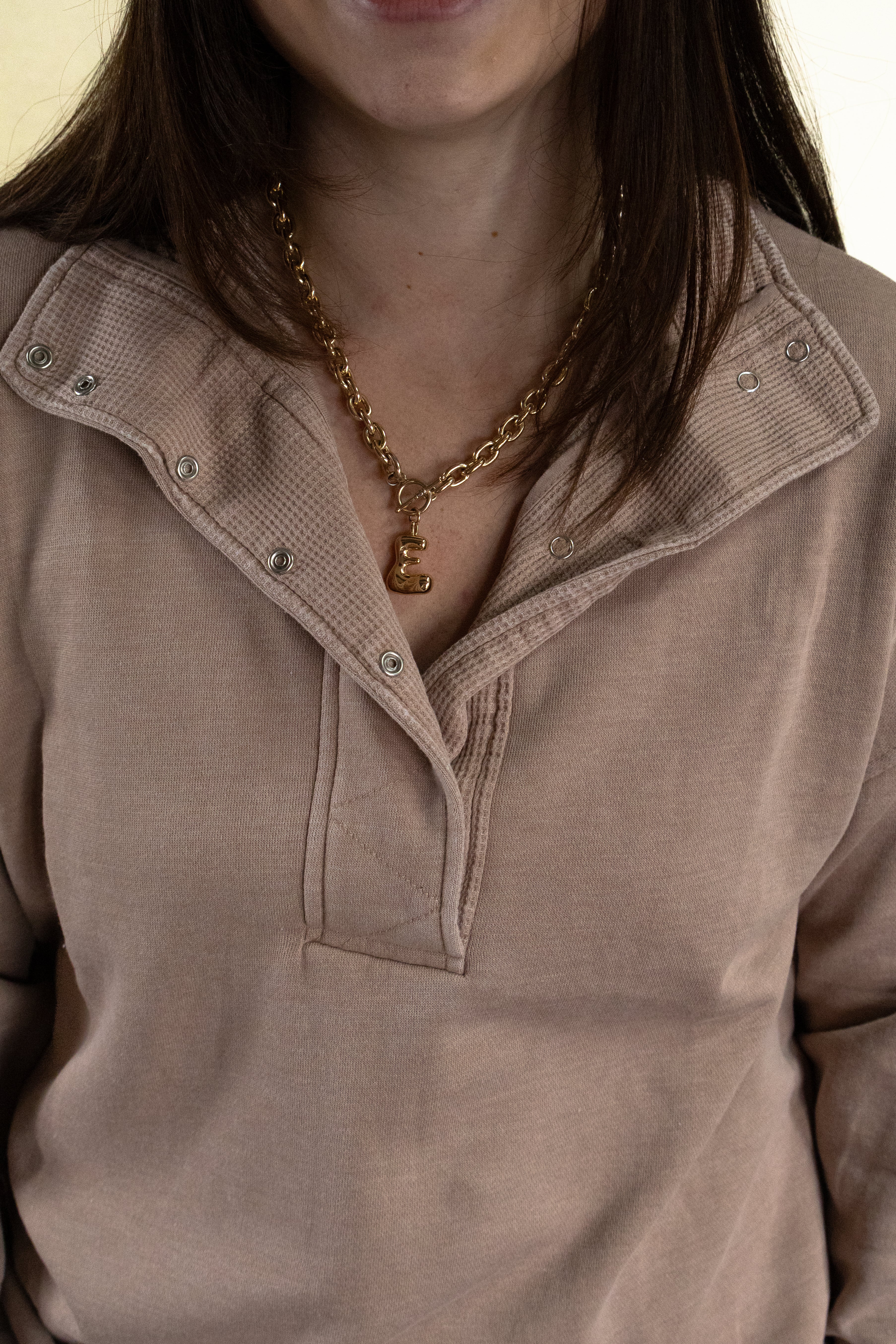 Vintage Wash Snap Pullover, Taupe