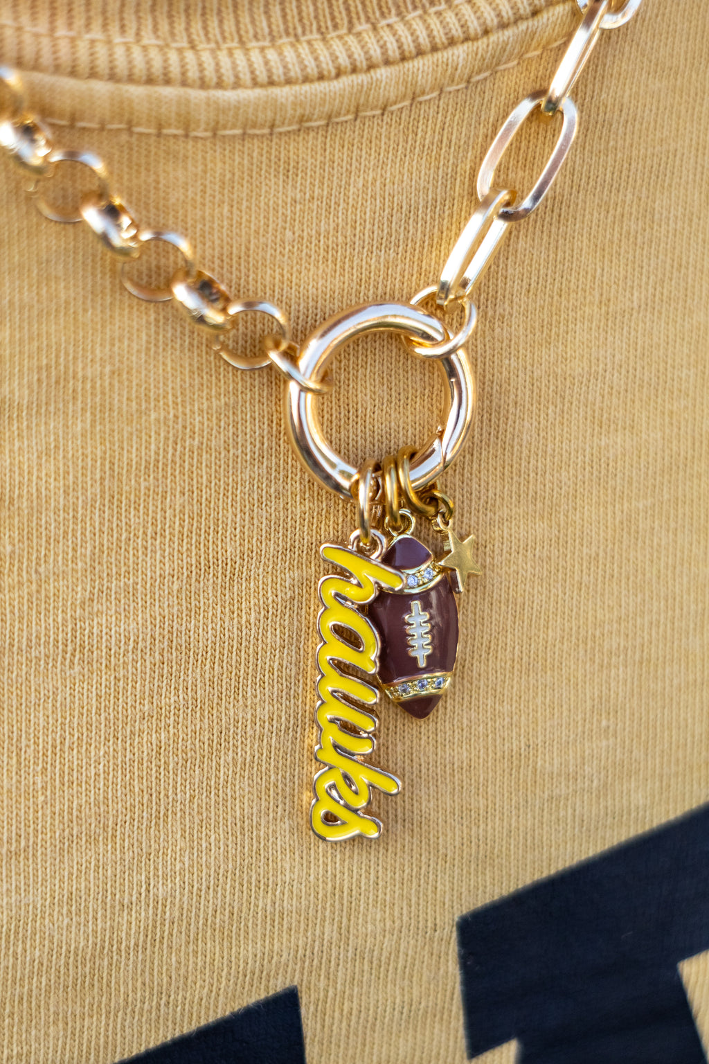 Iowa Hawkeye Charm Necklace Tinsel Thread x Brennas Beadery