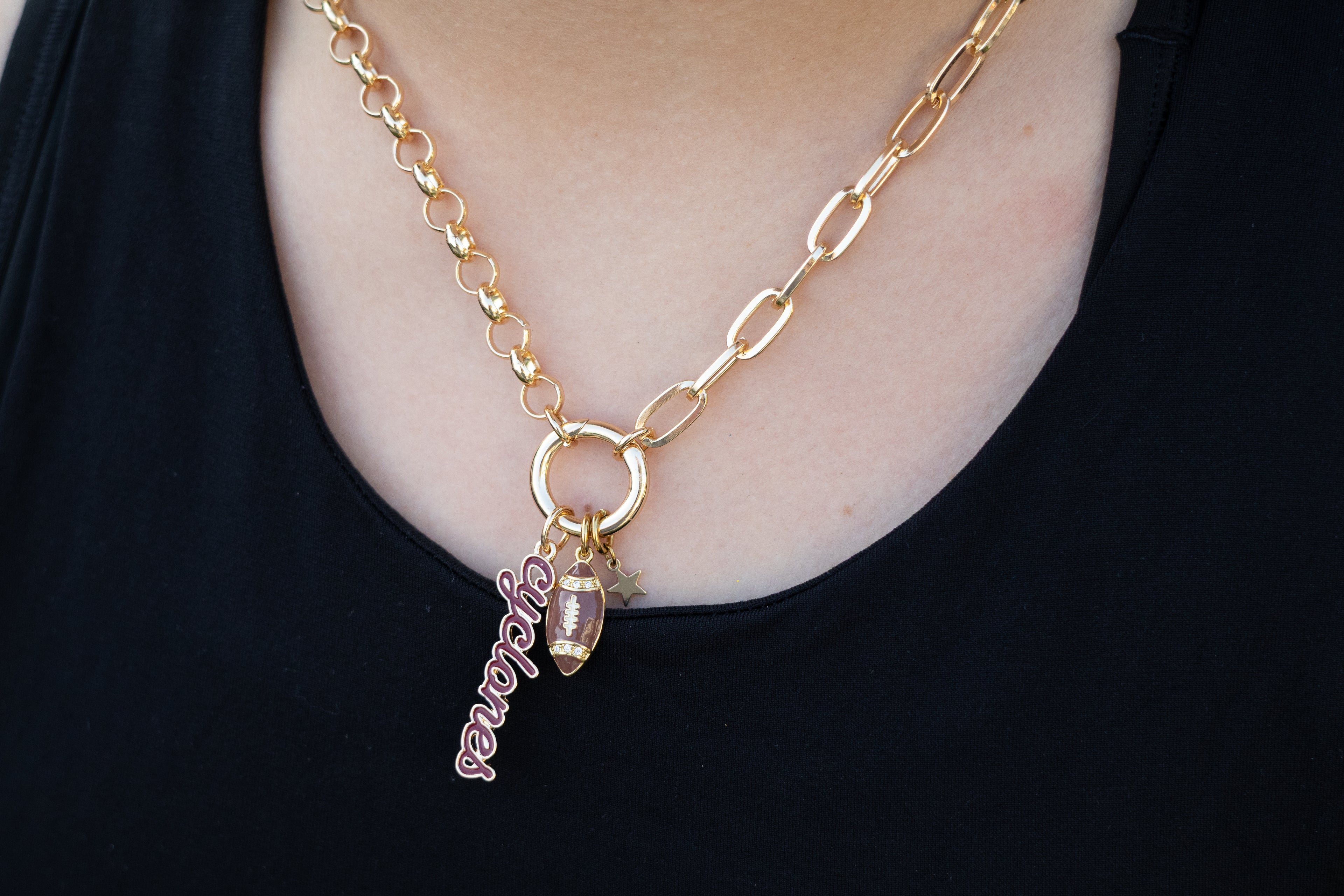 Iowa State Charm Necklace Tinsel Thread x Brennas Beadery