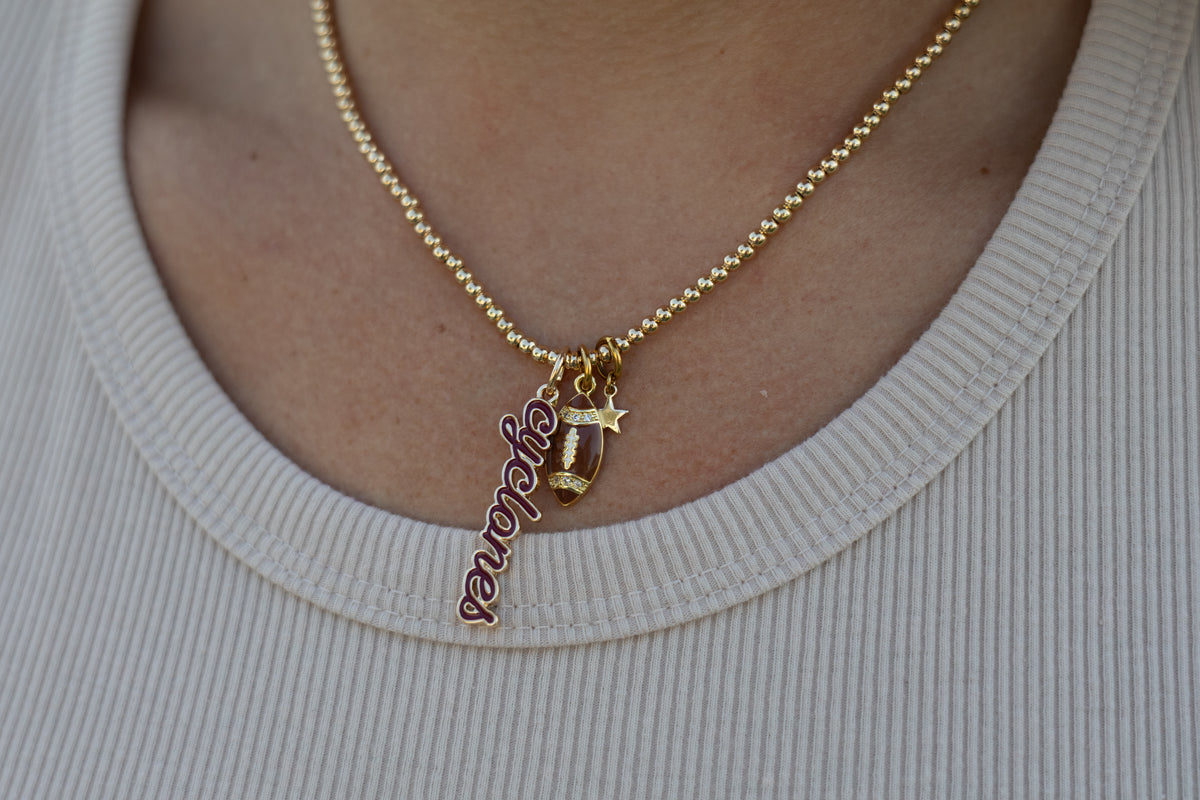 Iowa State Charm Necklace Tinsel Thread x Brennas Beadery