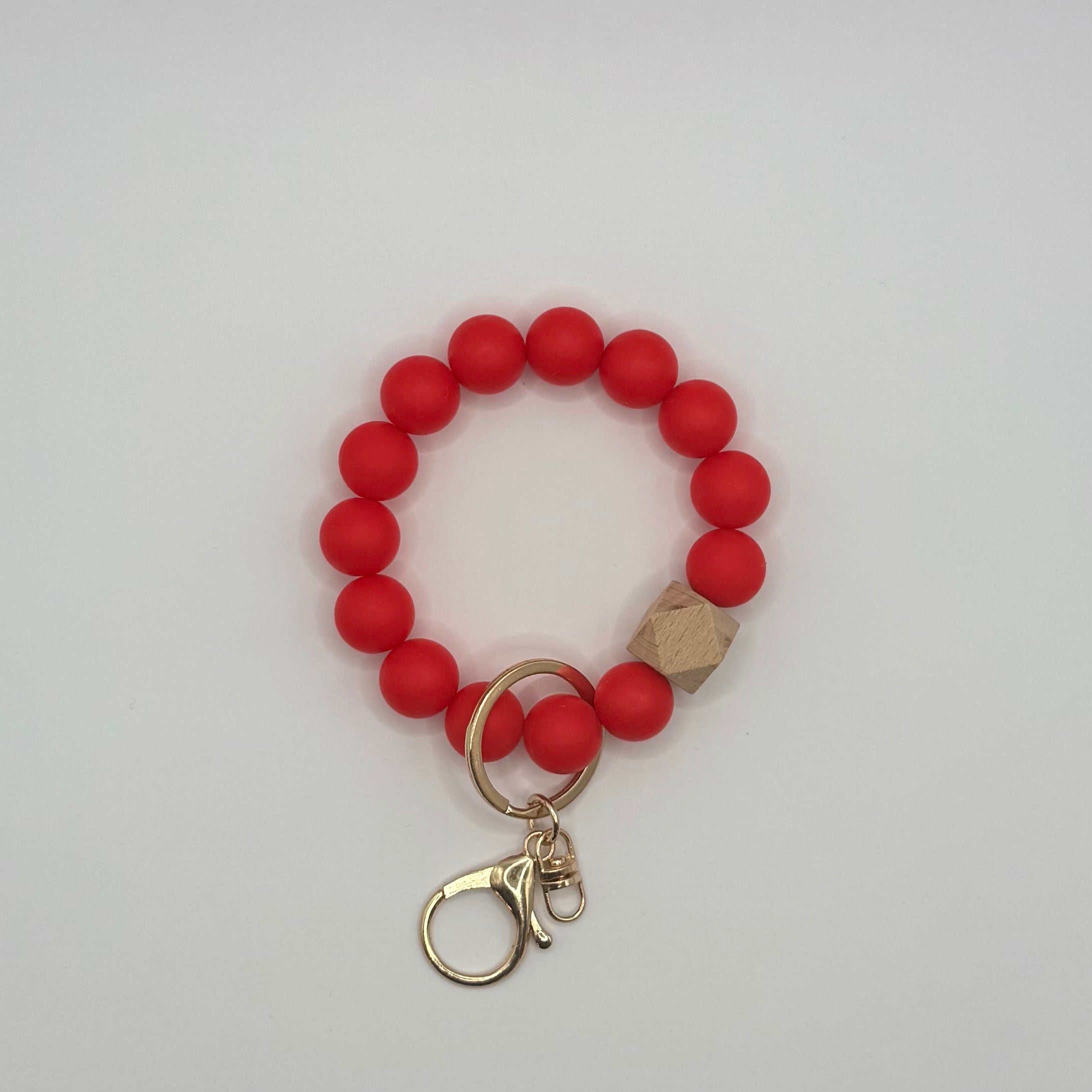 Solid Silicone Beaded Keychain Bracelet