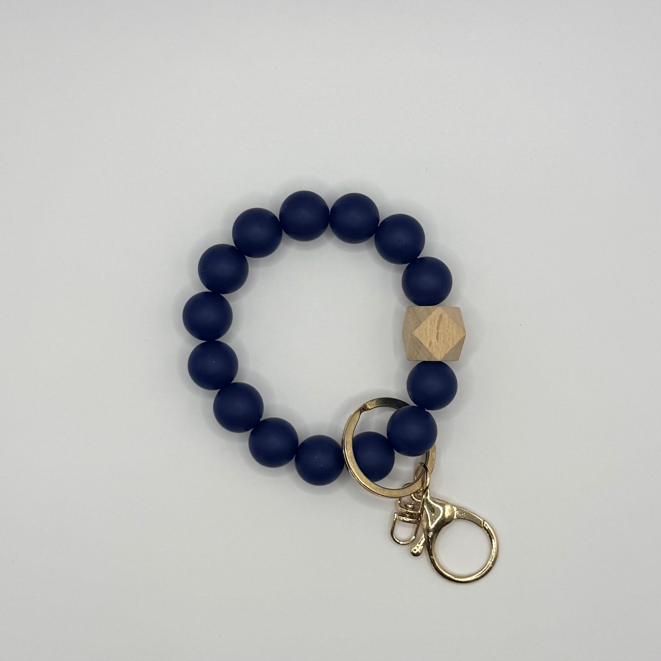 Solid Silicone Beaded Keychain Bracelet