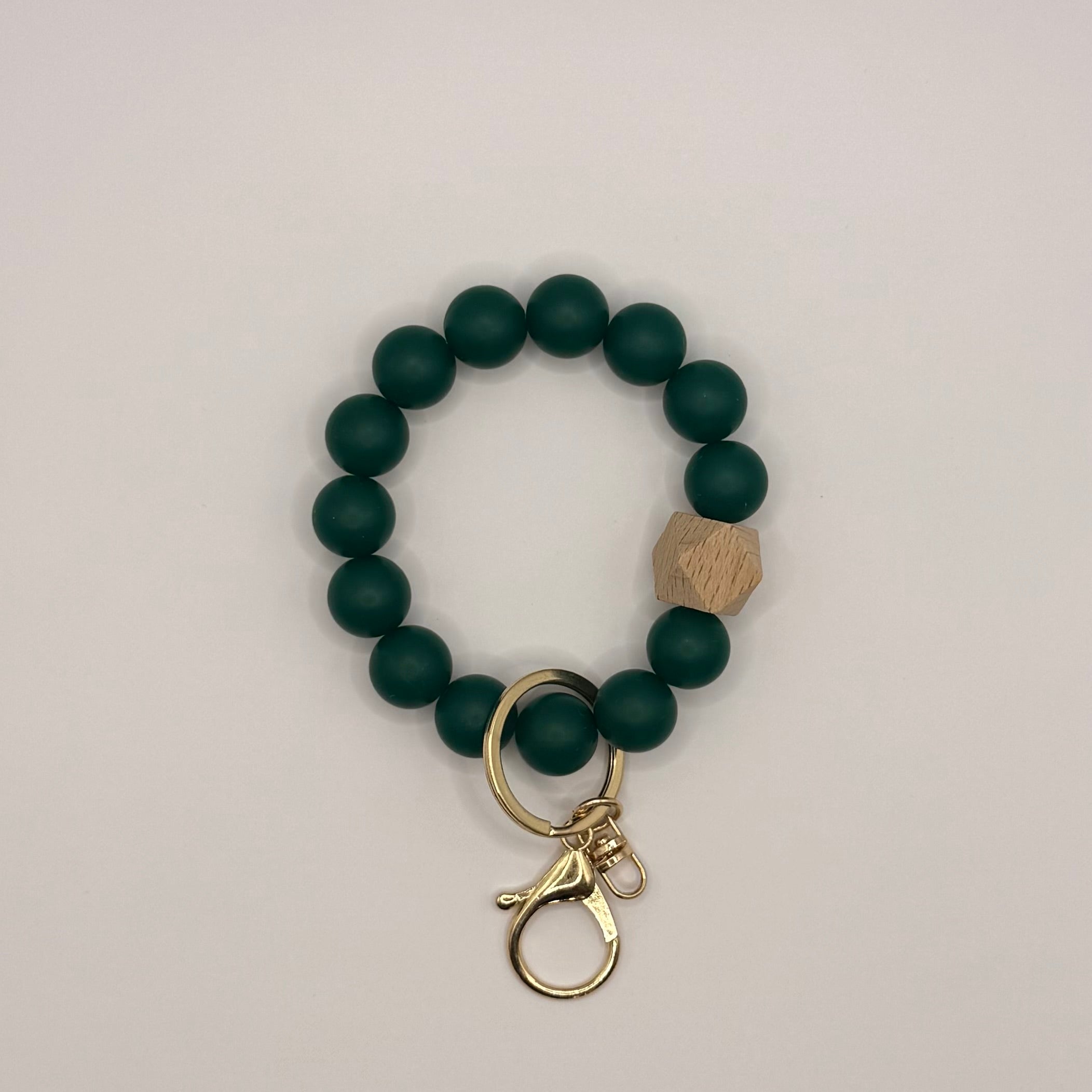 Solid Silicone Beaded Keychain Bracelet