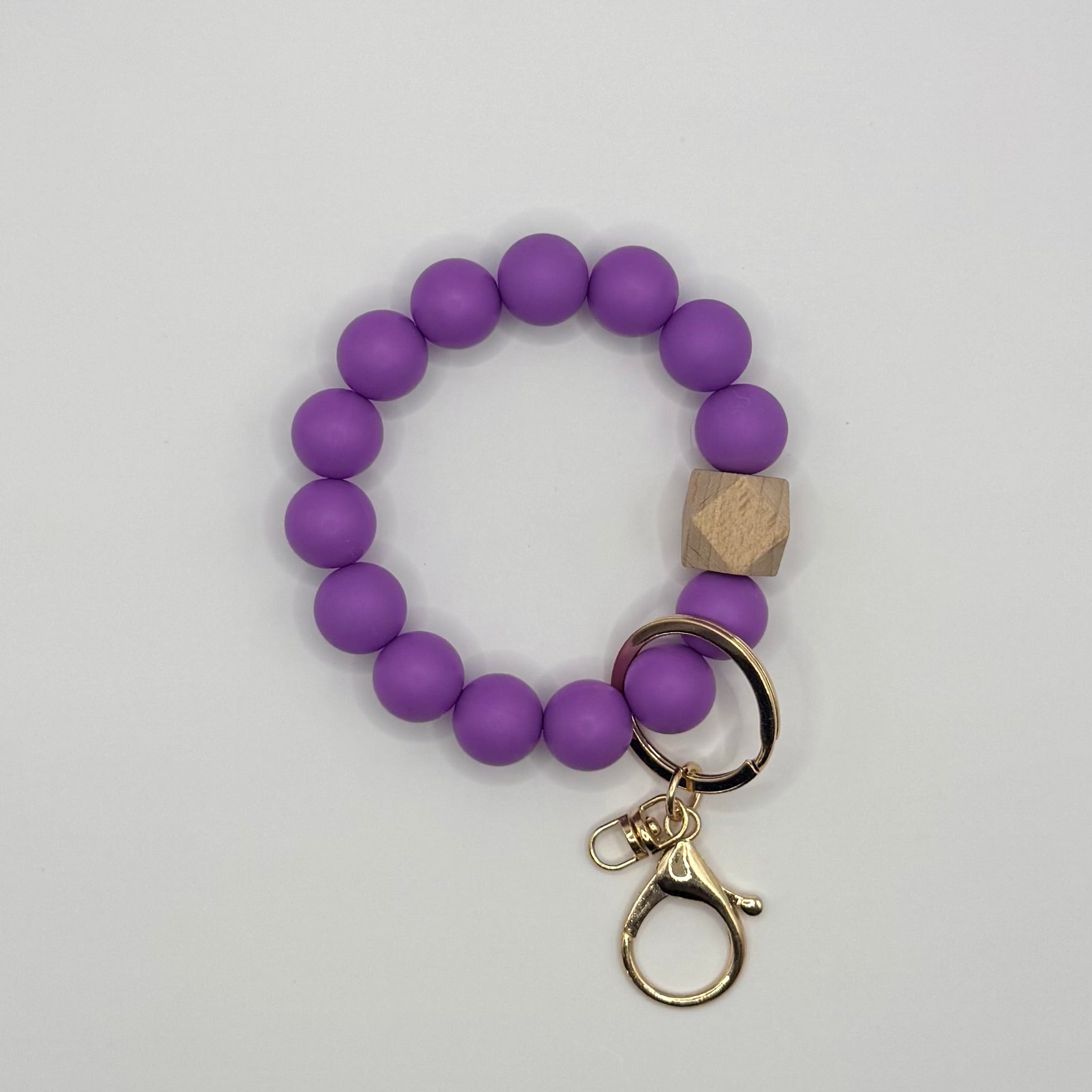 Solid Silicone Beaded Keychain Bracelet