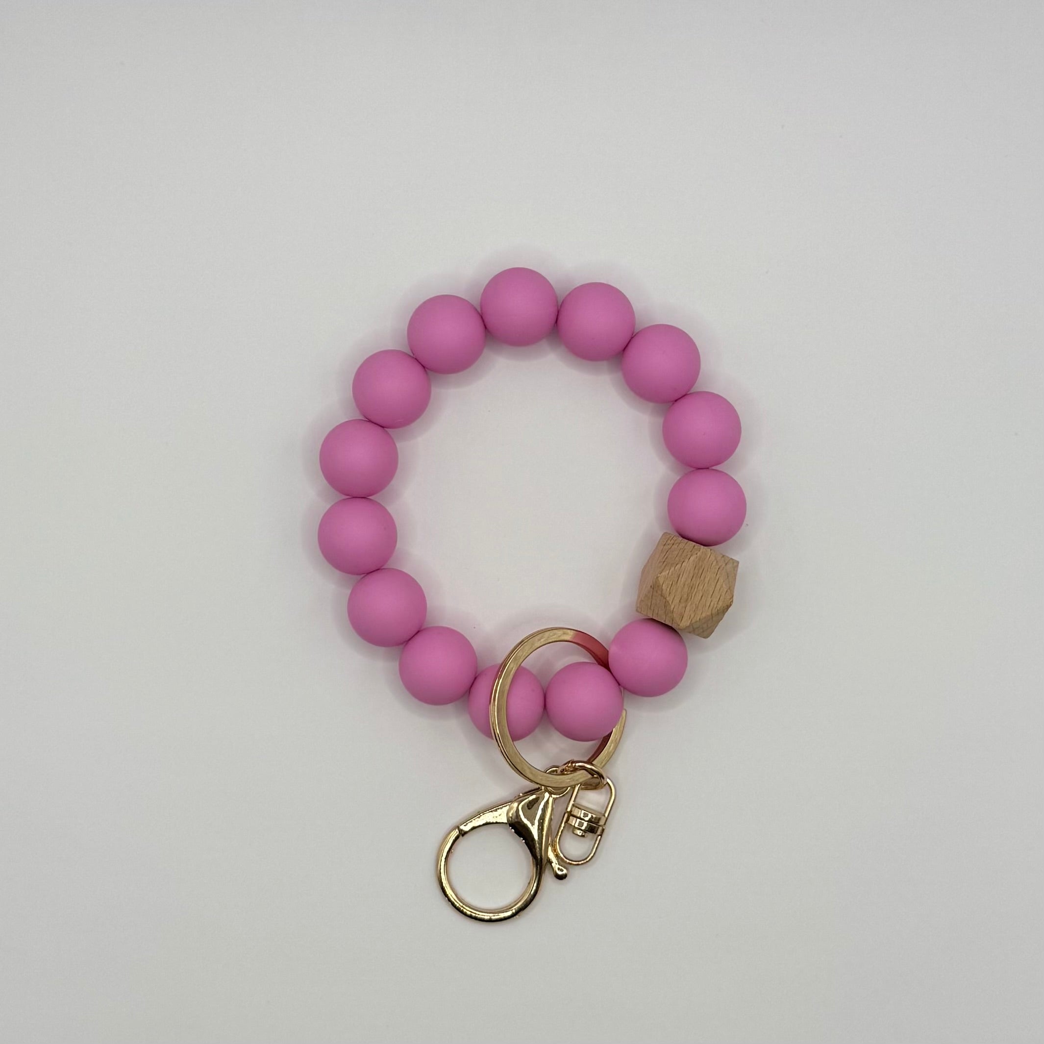 Solid Silicone Beaded Keychain Bracelet
