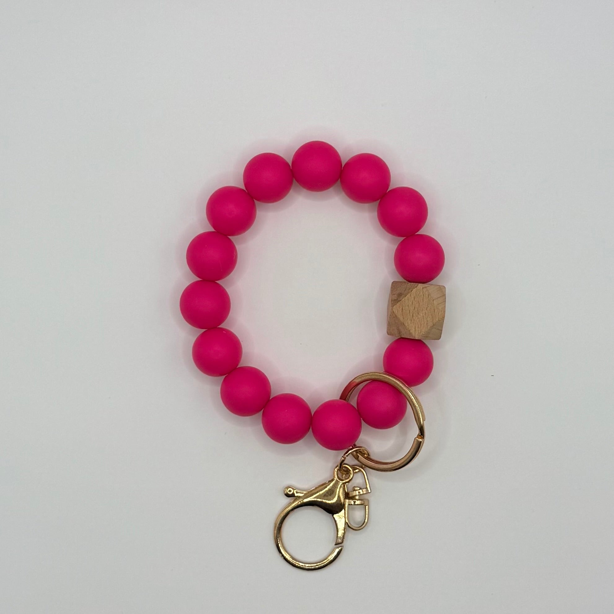Solid Silicone Beaded Keychain Bracelet