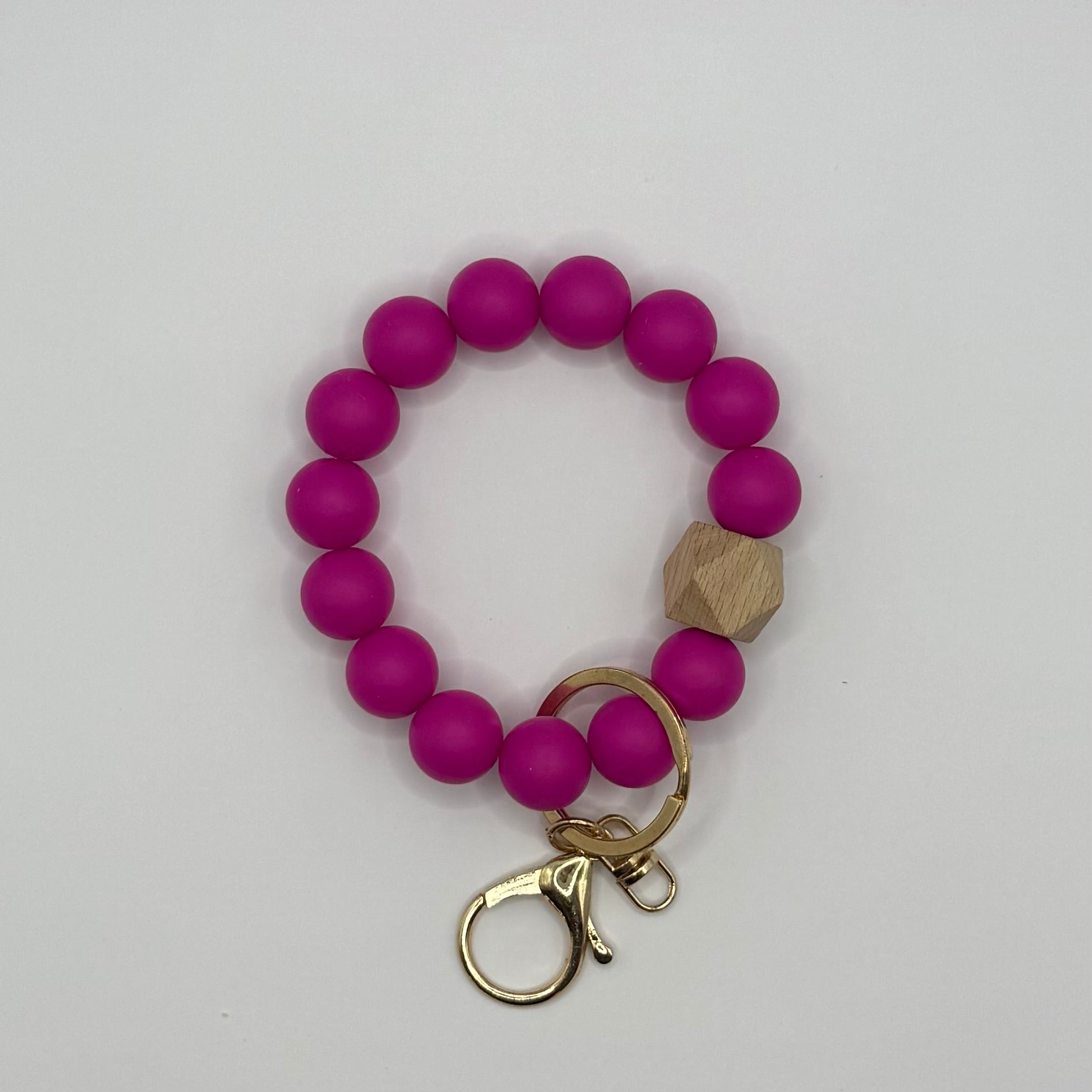 Solid Silicone Beaded Keychain Bracelet