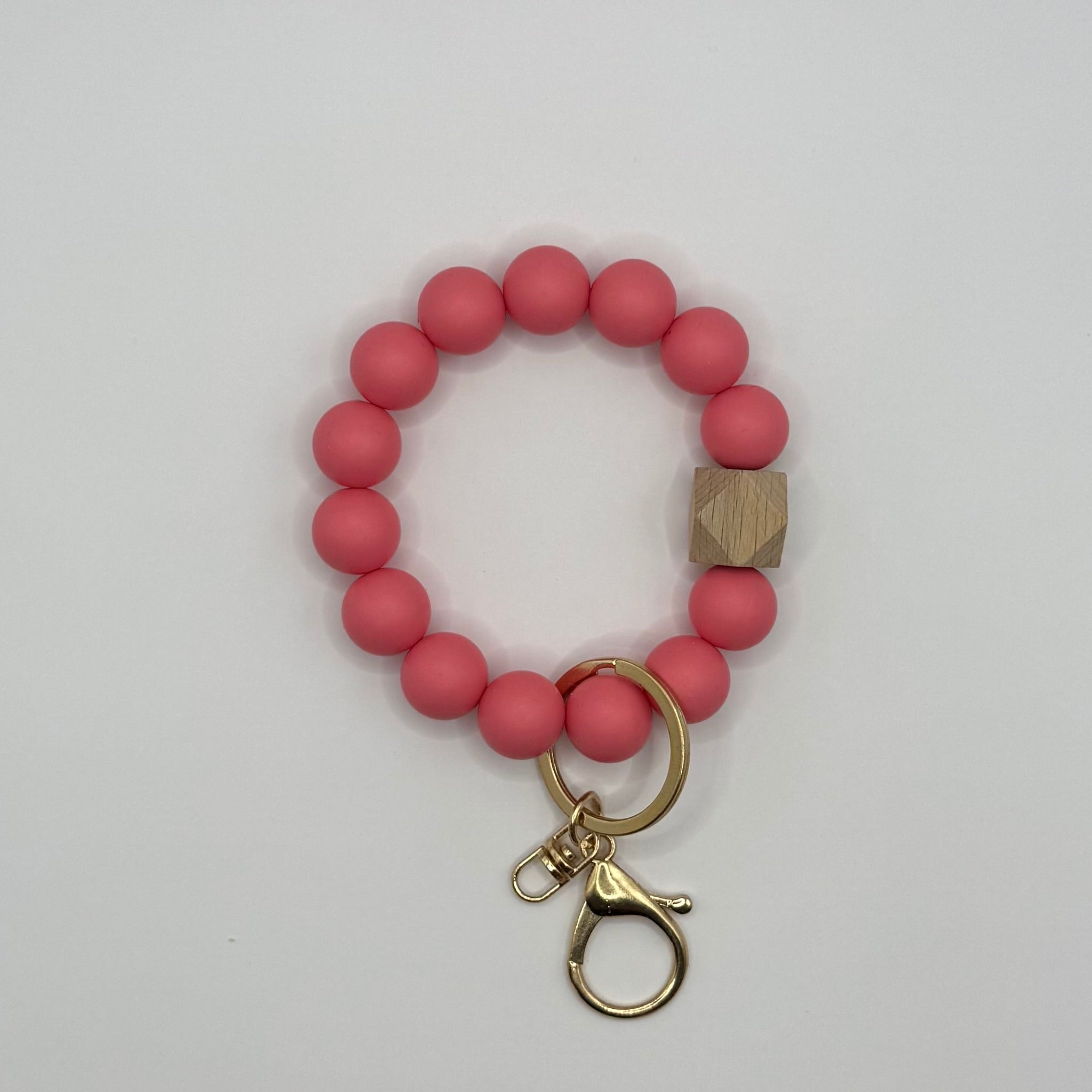 Solid Silicone Beaded Keychain Bracelet