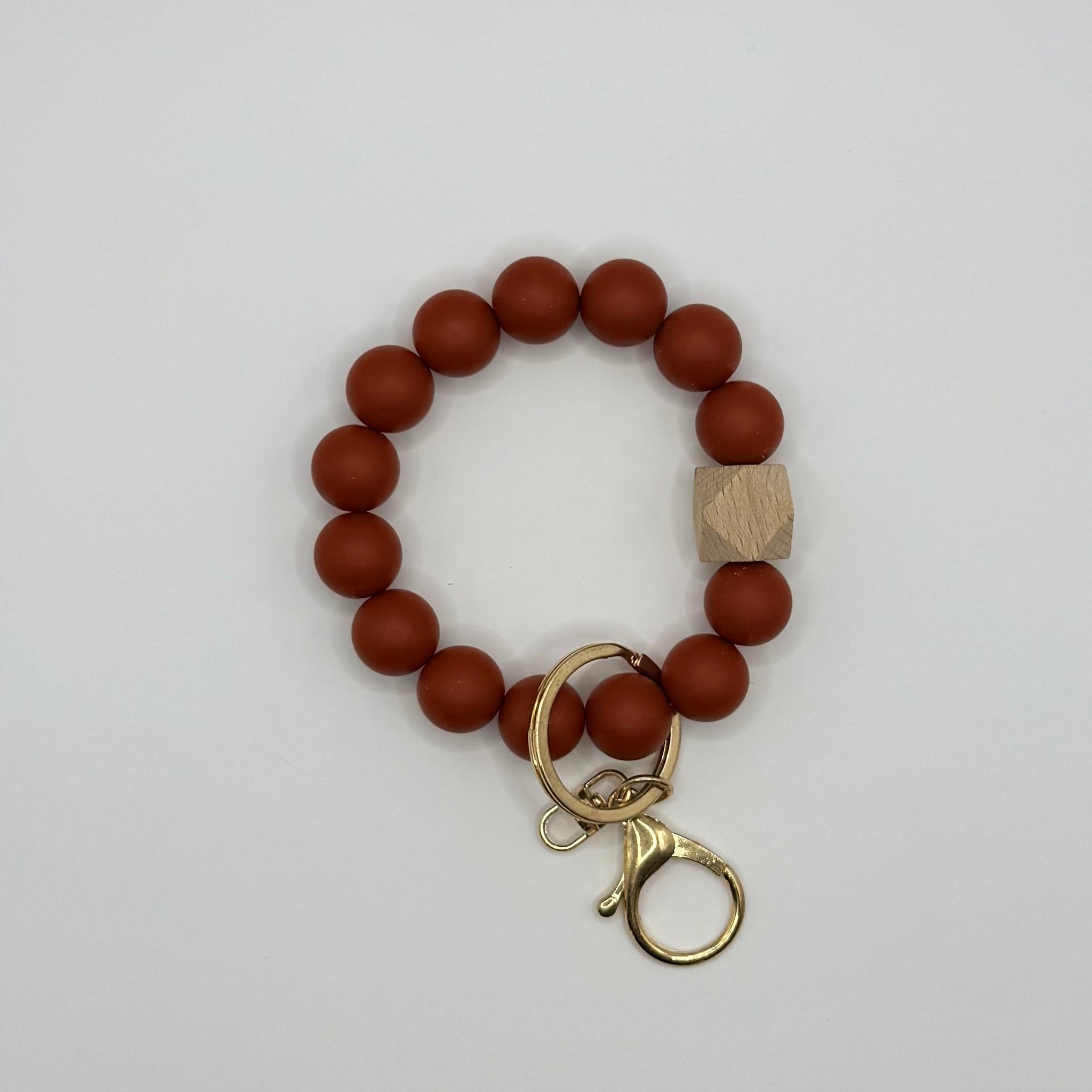 Solid Silicone Beaded Keychain Bracelet