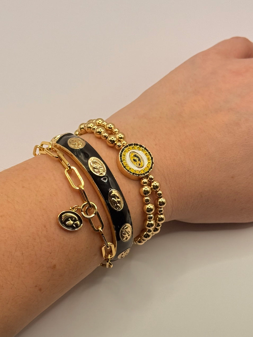 Iowa Hawkeyes Pave Disc 2-Row Ball Bead Stretch Bracelet