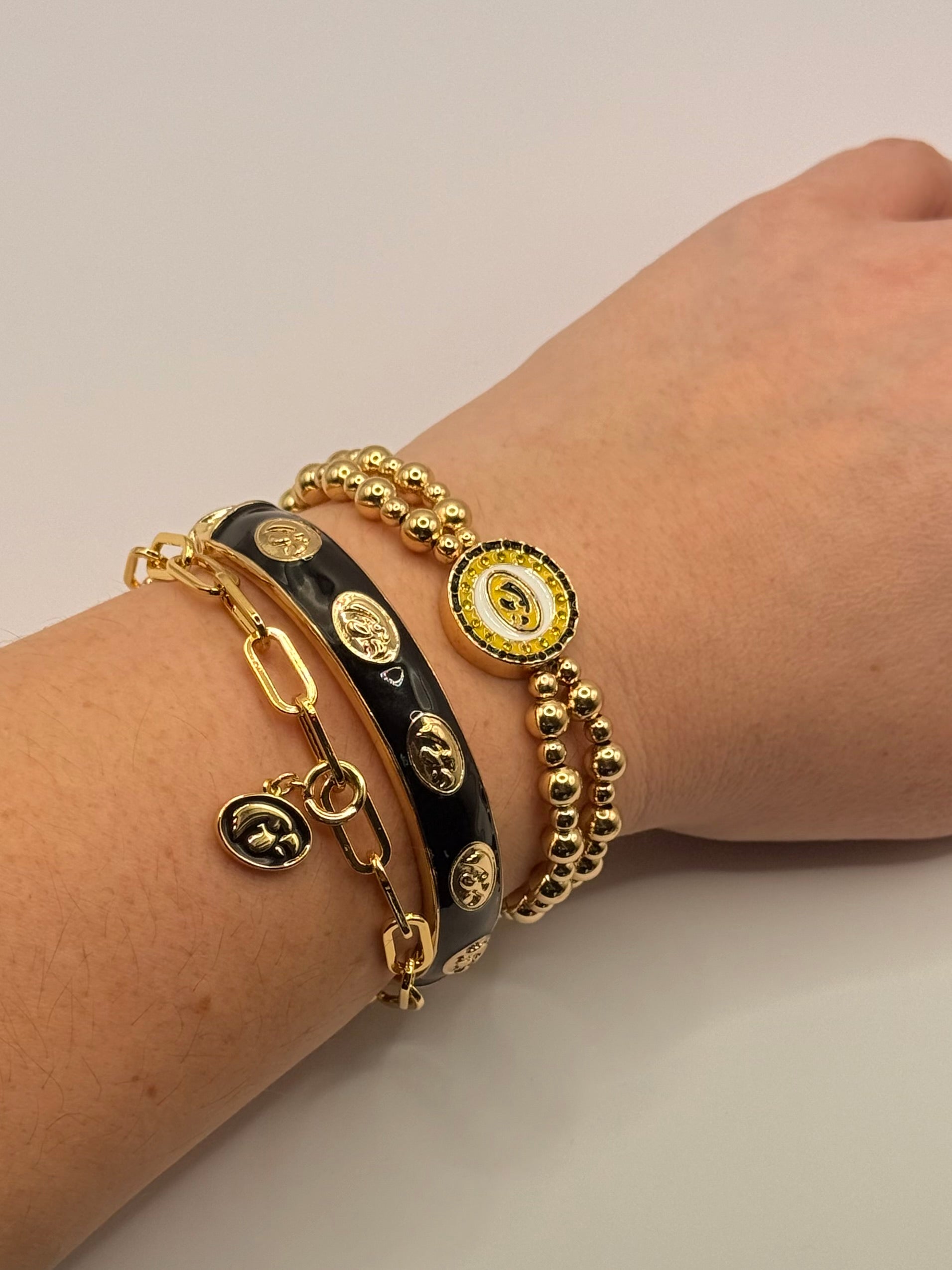 Iowa Hawkeyes Pave Disc 2-Row Ball Bead Stretch Bracelet