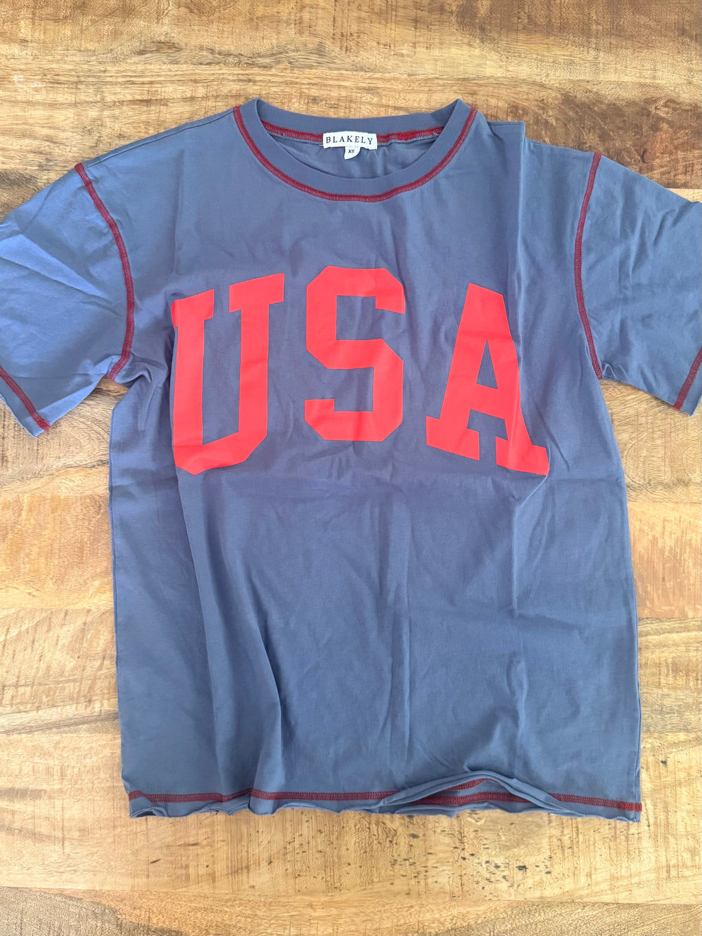 USA Contrast Stitch Oversized Tee