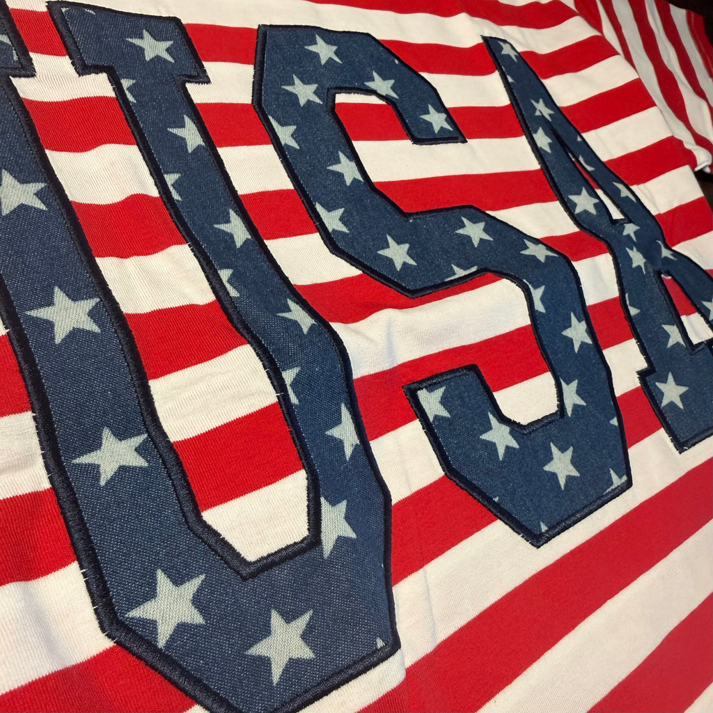Striped USA Star Patch Letter Tee