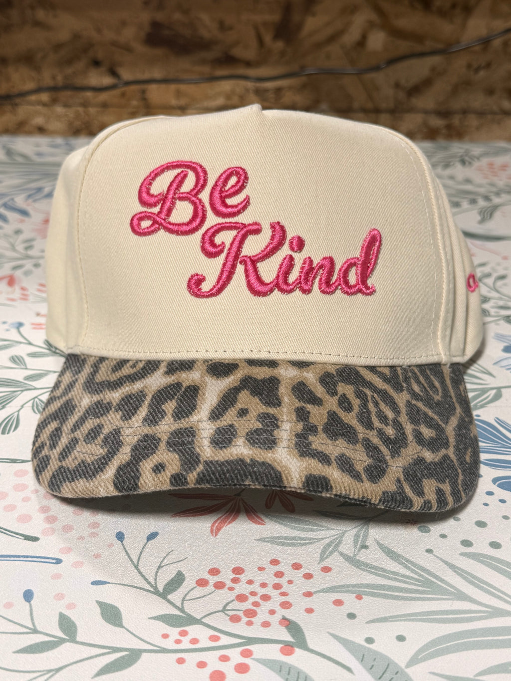 Be Kind (of a B) Embroidered Leopard Hat