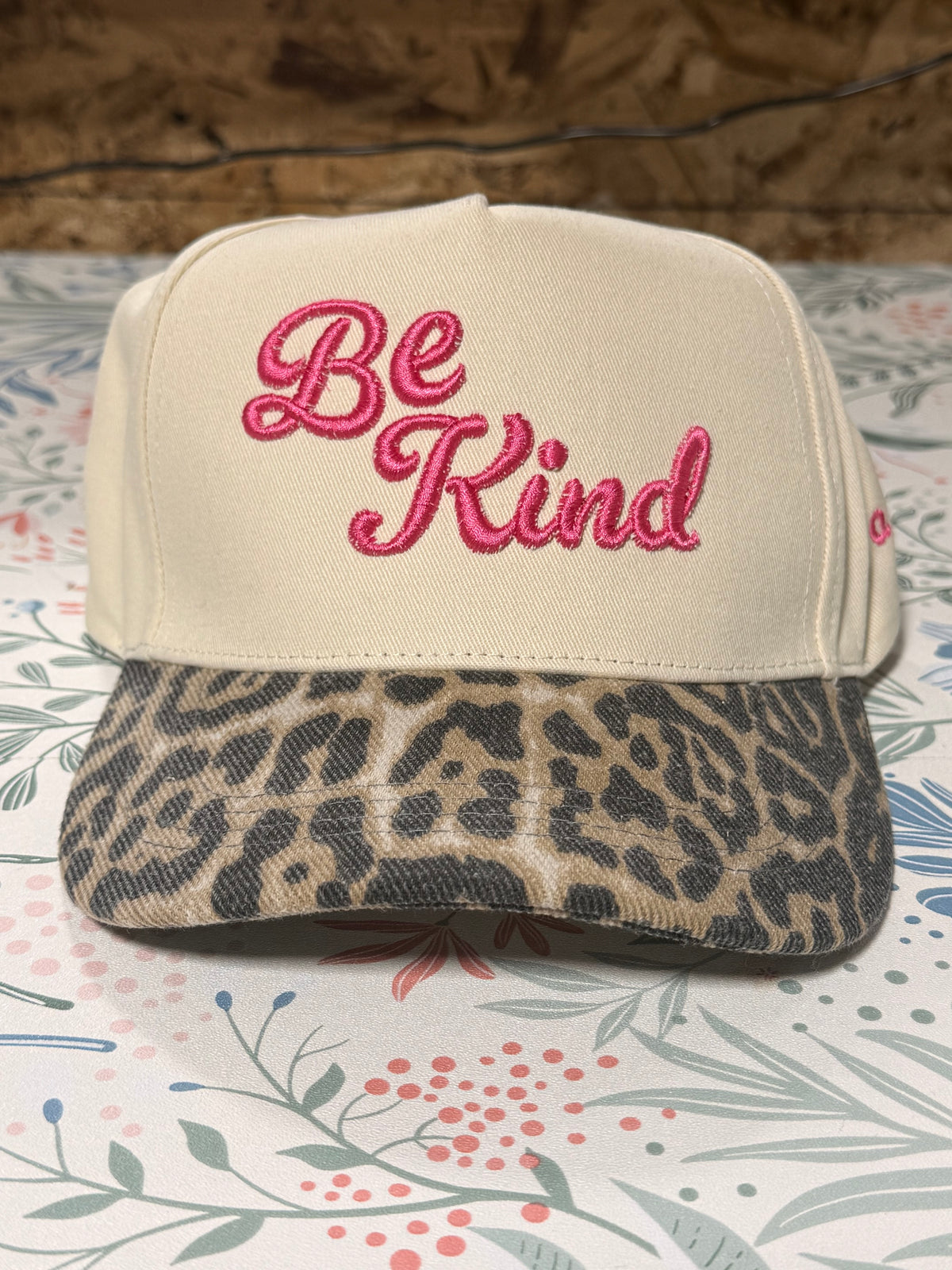 Be Kind (of a B) Embroidered Leopard Hat