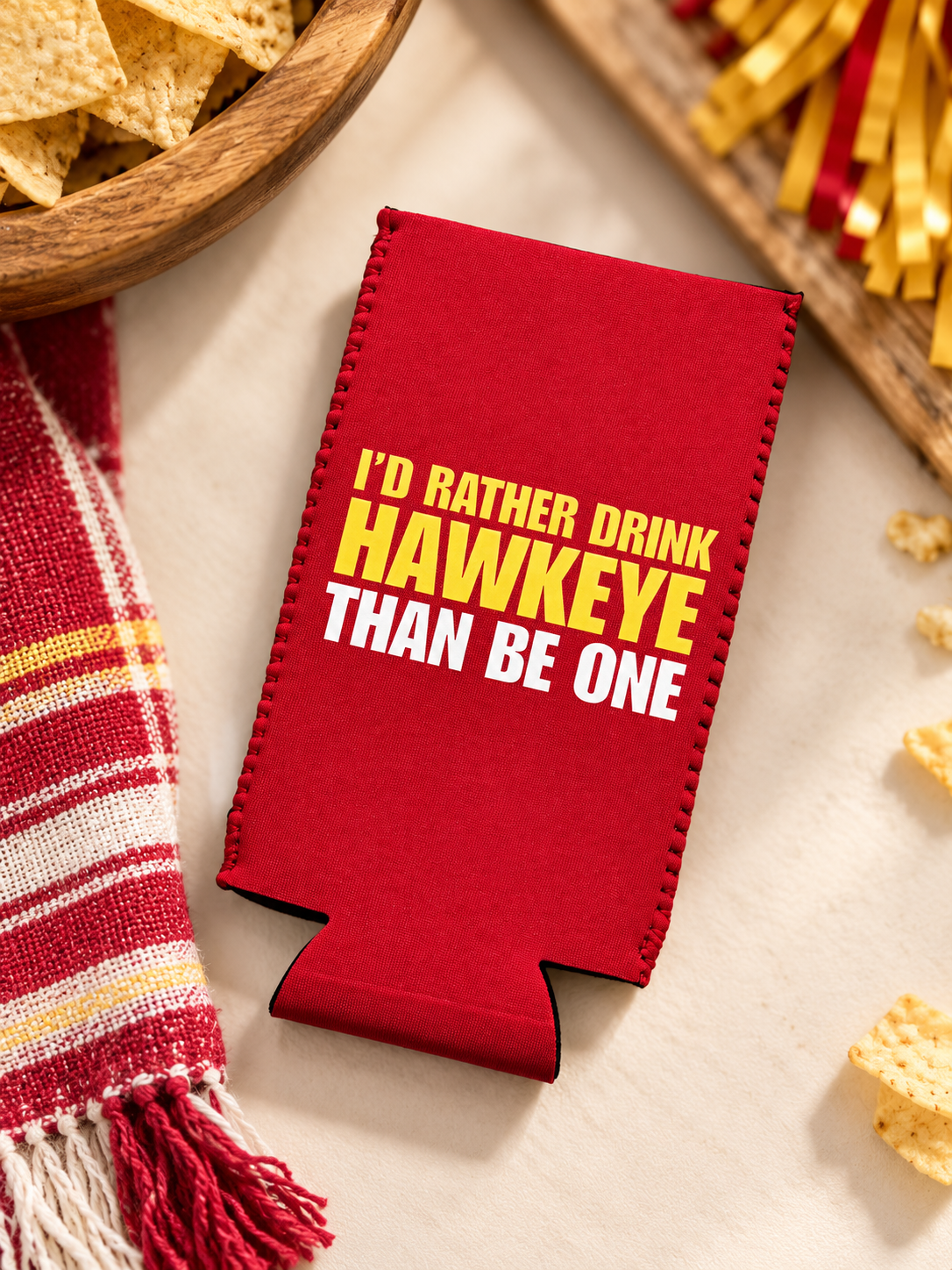 I'd Rather Drink Hawkeye Slim Can Koozie