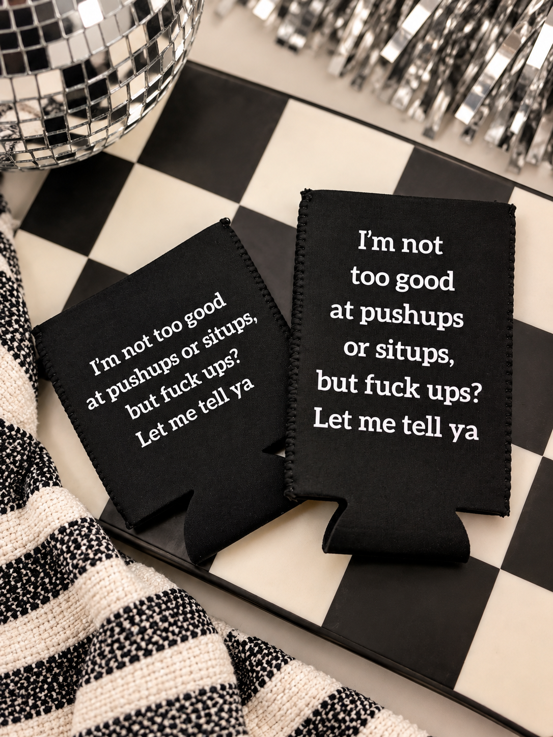 Not Too Good at Fitness Koozie, Slim and Regular Can
