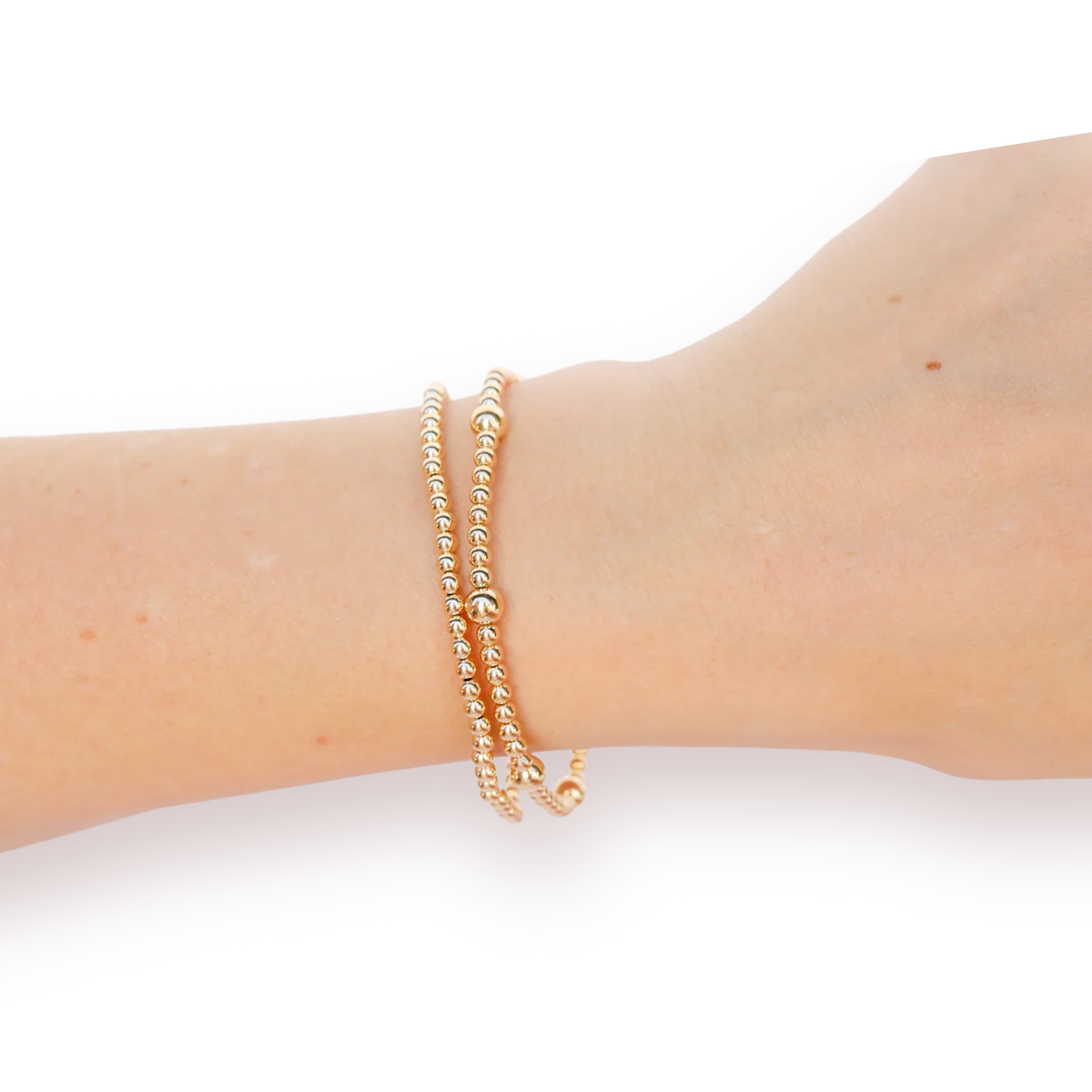 Olive + 3mm Stack Gold Bracelets (Stack of 2)