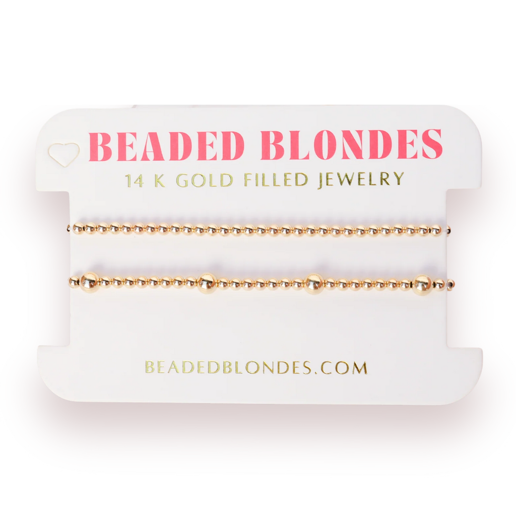 Olive + 3mm Stack Gold Bracelets (Stack of 2)