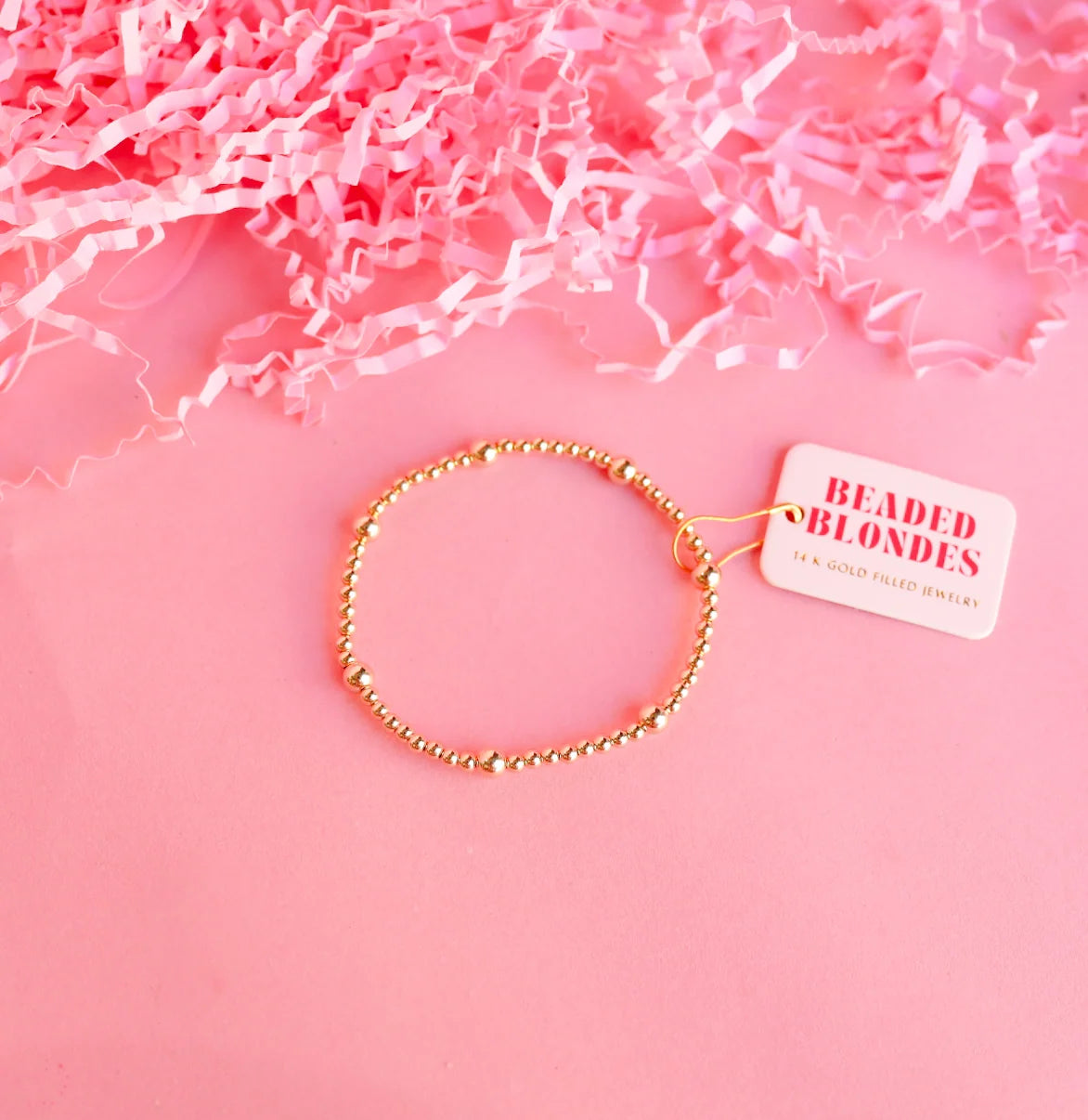 June + Olive + 3mm Stack Gold Bracelets (Stack of 3)