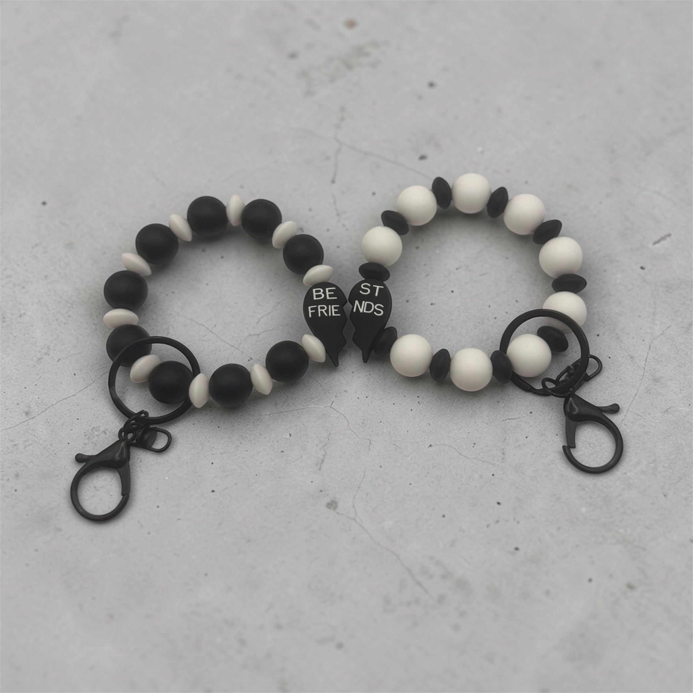 BEST FRIENDS Silicone Beaded Keychain Bracelet (Set of 2)